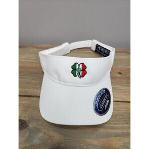 AHEAD Performance White Golf Visor Hat Adjustable Four Leaf Clover